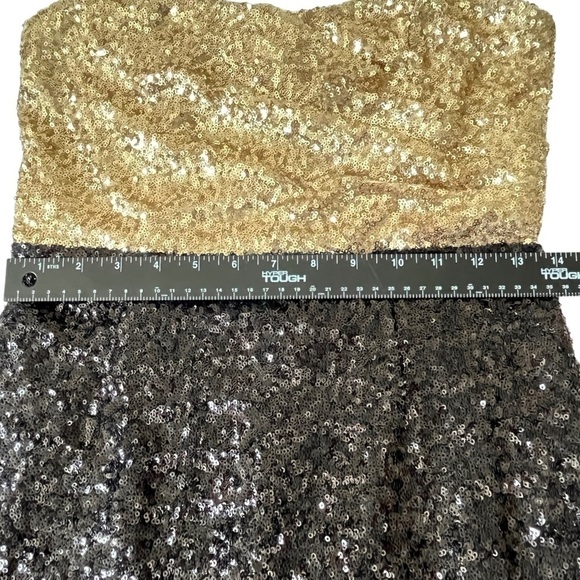 C. Luce Sequined Strapless Gold & Black Dress Size Medium - Picture 9 of 16